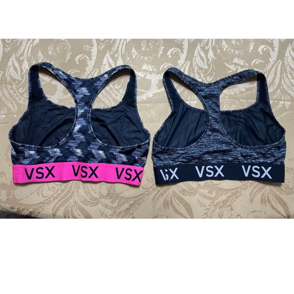 VSX Sport Victoria's Secret Sports Bras Large Set of 2 Stretch Racerback Gray - Picture 2 of 7